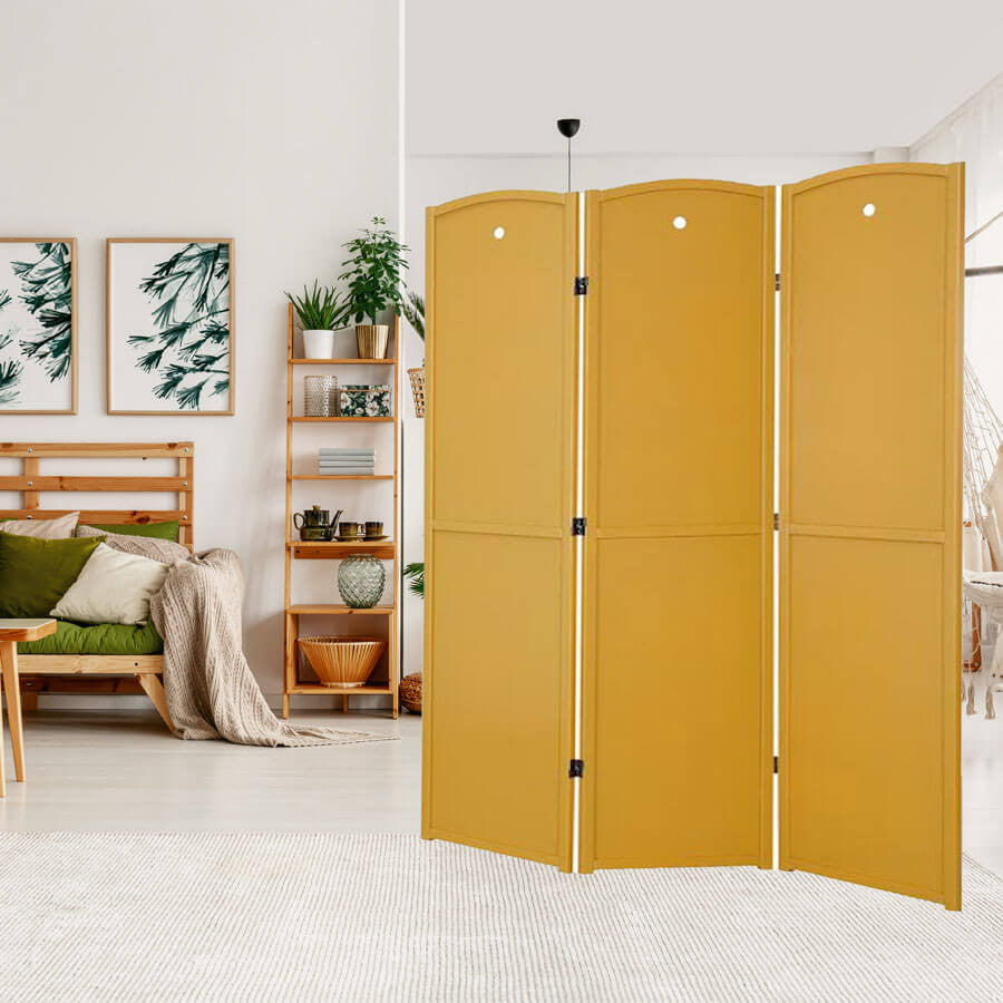 Room Divider 3 Panel Solid Wood Honey
