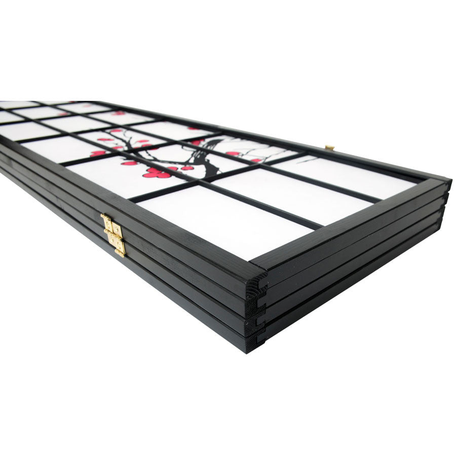 Room Divider 4 Panel Plum Blossom Design Black Color