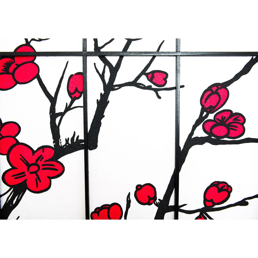 Room Divider 6 Panel Plum Blossom Screen Black Color