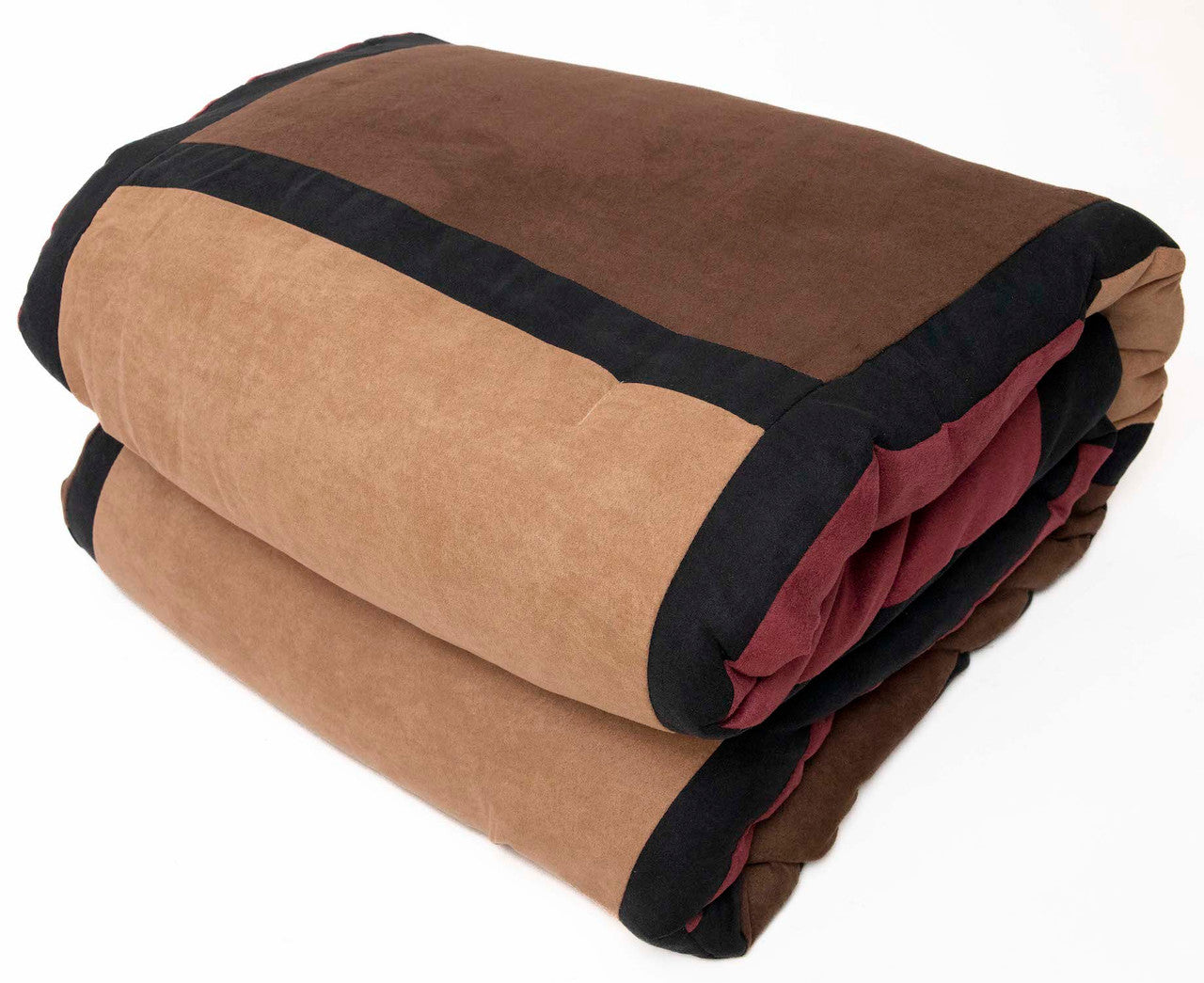 Burgundy Micro Suede Patchwork Comforter Bed-in-a Bag Set