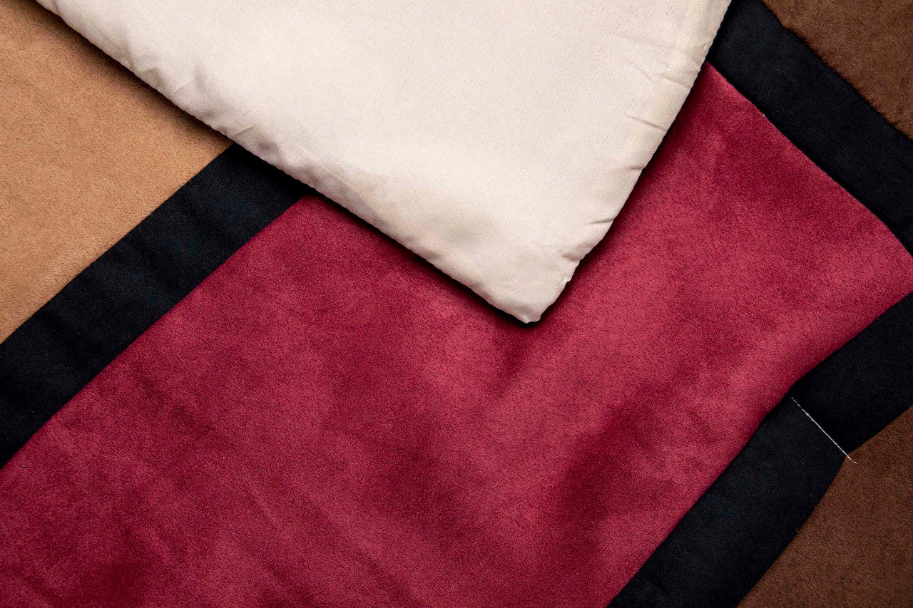Burgundy Micro Suede Patchwork Comforter Bed-in-a Bag Set