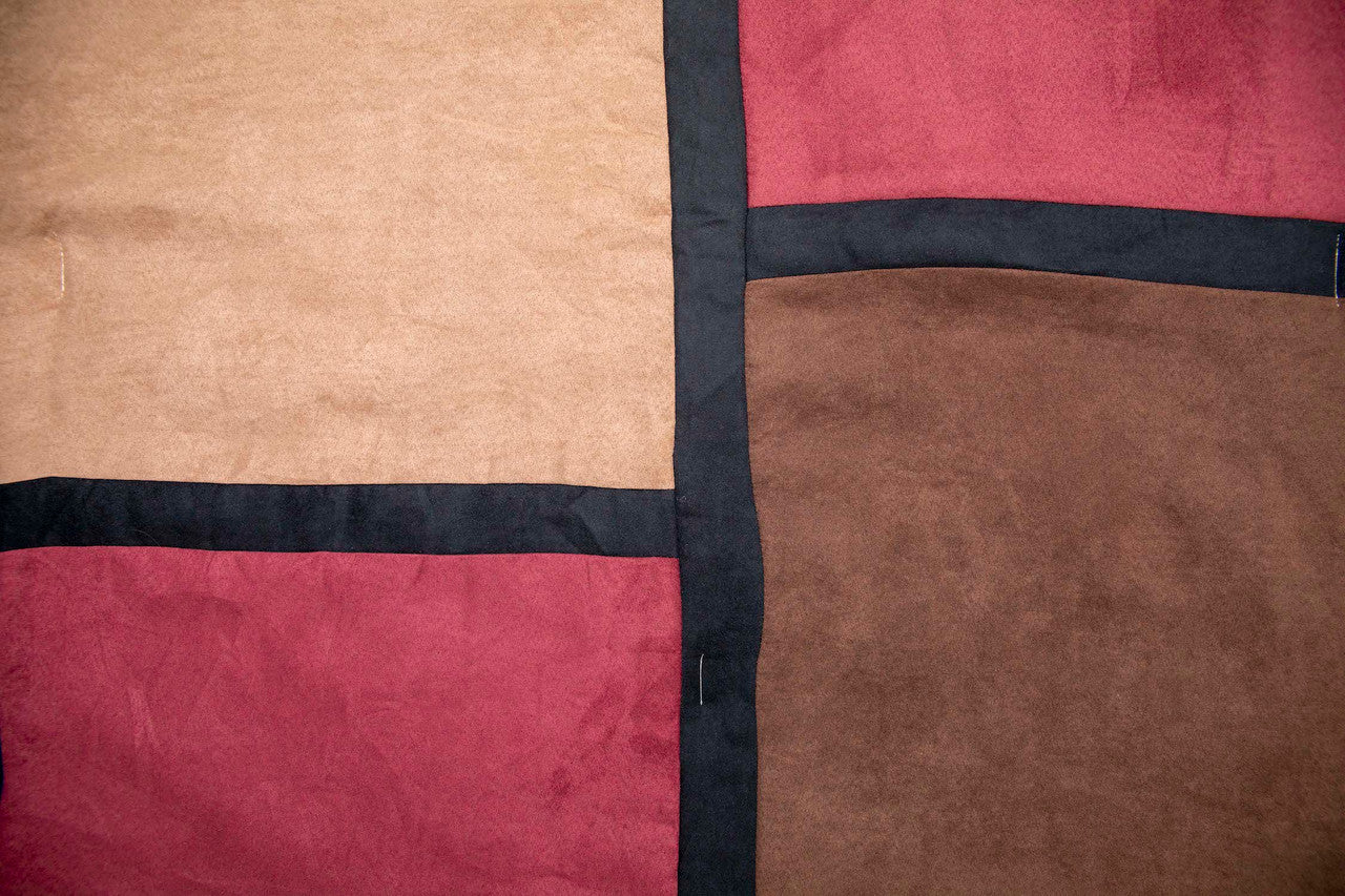 Burgundy Micro Suede Patchwork Comforter Bed-in-a Bag Set