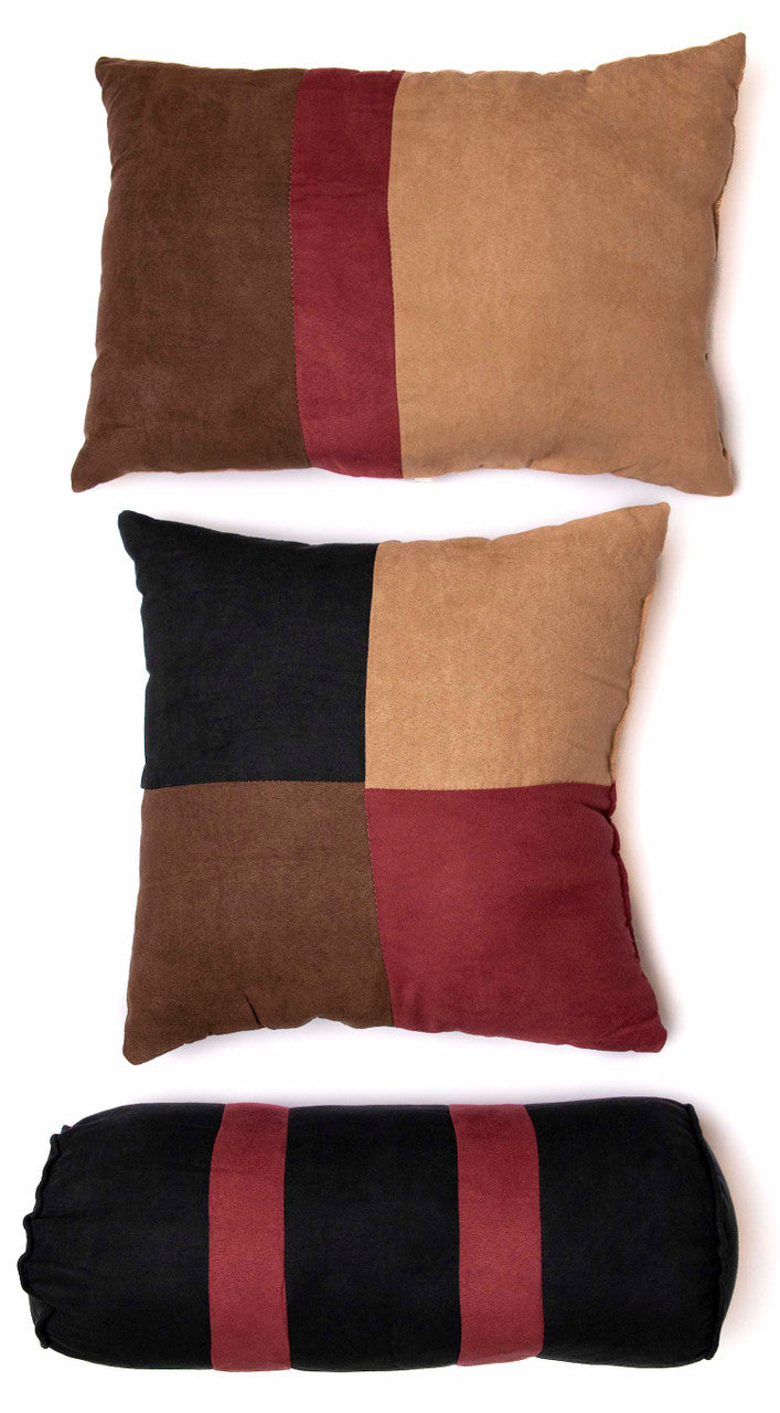 Burgundy Micro Suede Patchwork Comforter Bed-in-a Bag Set