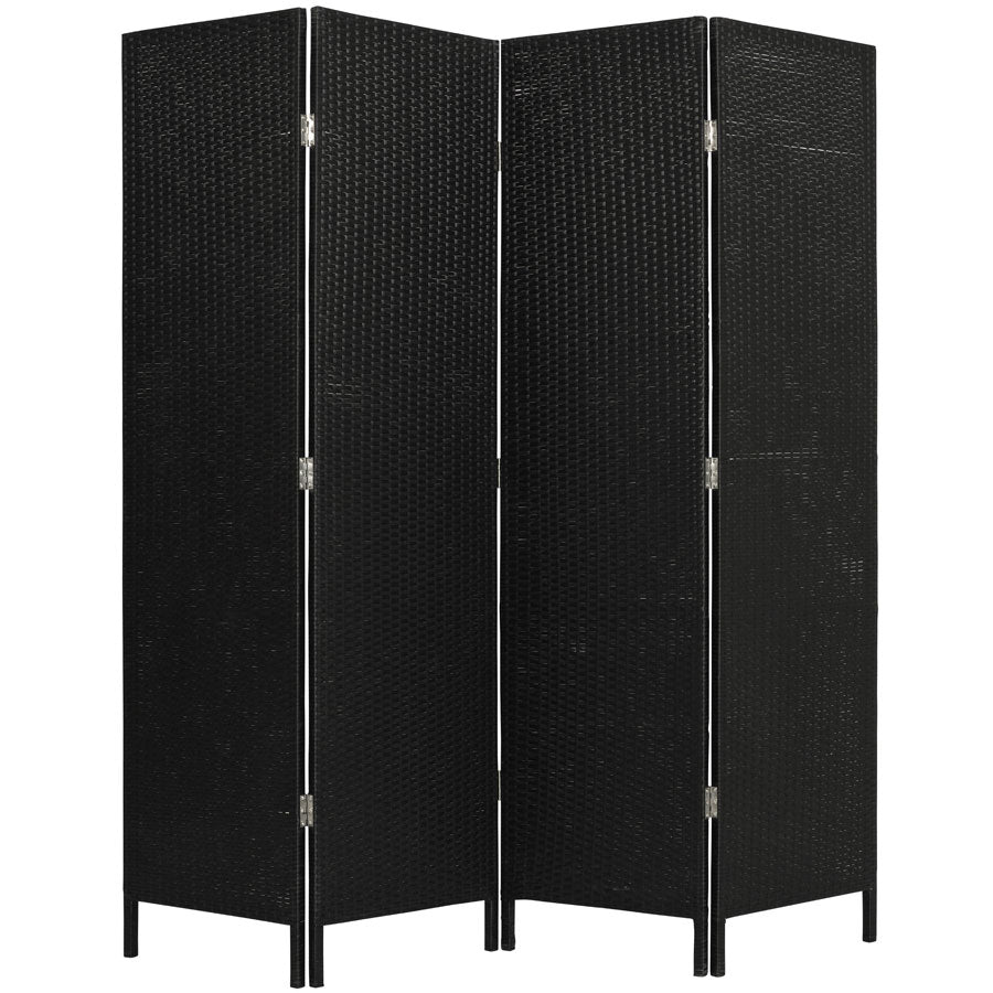 3 & 4 Panels Patio Outdoor Room Screen Divider Resin Wicker Black
