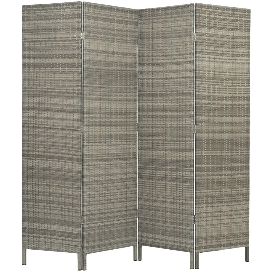 3 & 4 Panels Patio Outdoor Room Screen Divider Resin Wicker Grey