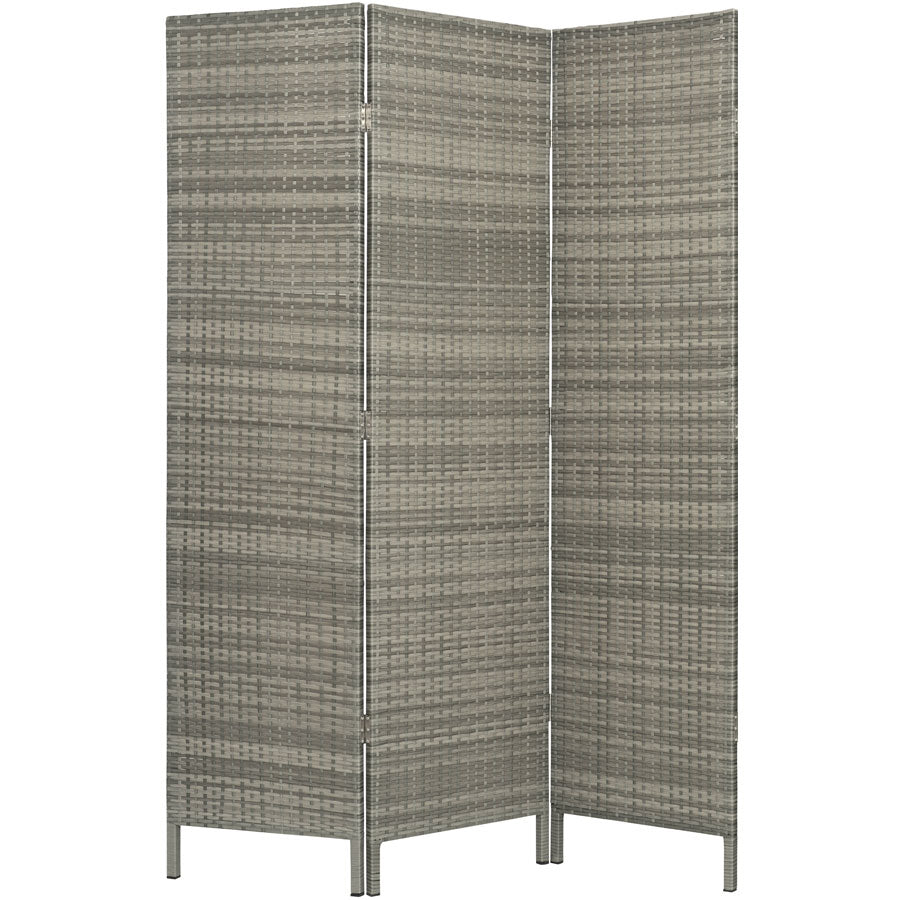 3 & 4 Panels Patio Outdoor Room Screen Divider Resin Wicker Grey