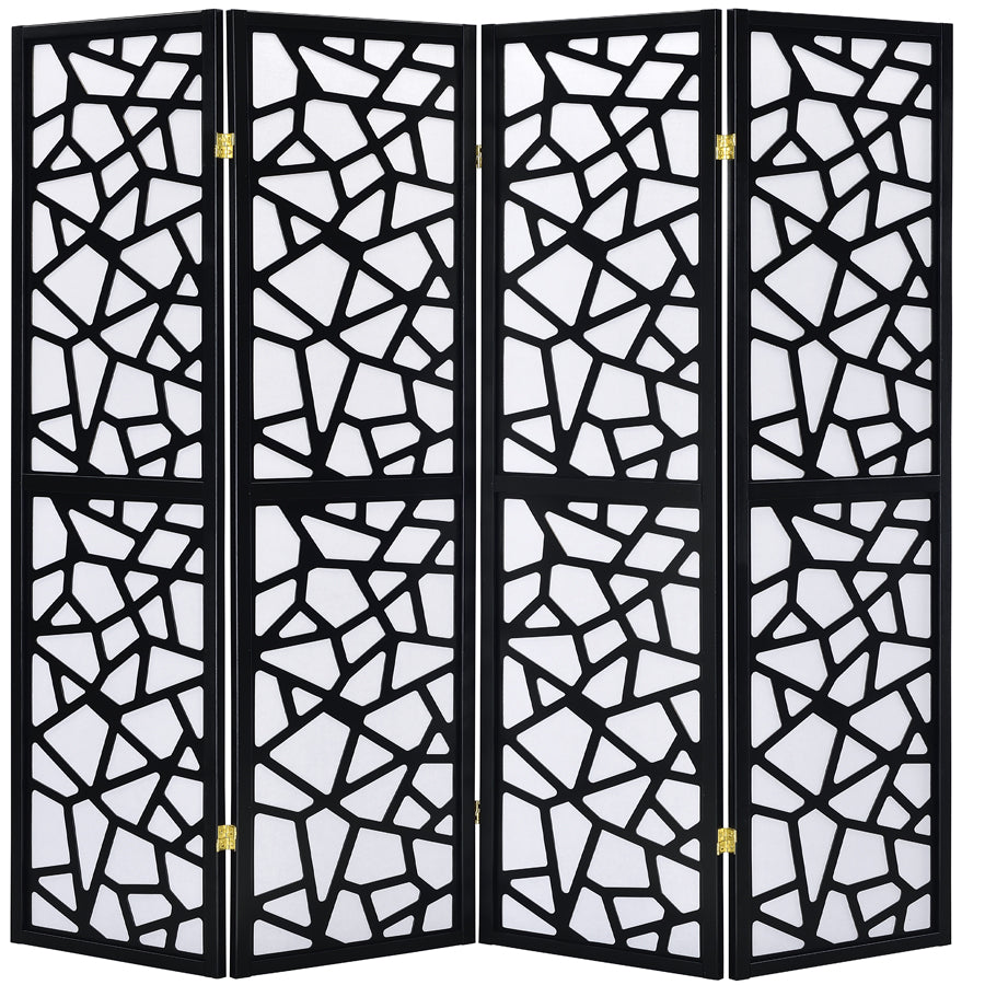 3 or 4 Panel Room Divider with Mosaic Cuts Black Color