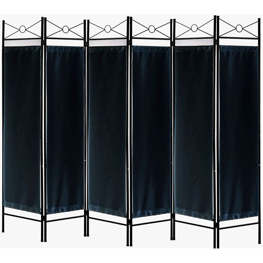 Metal Room Divider Privacy Screen with Removable Fabric Black Color