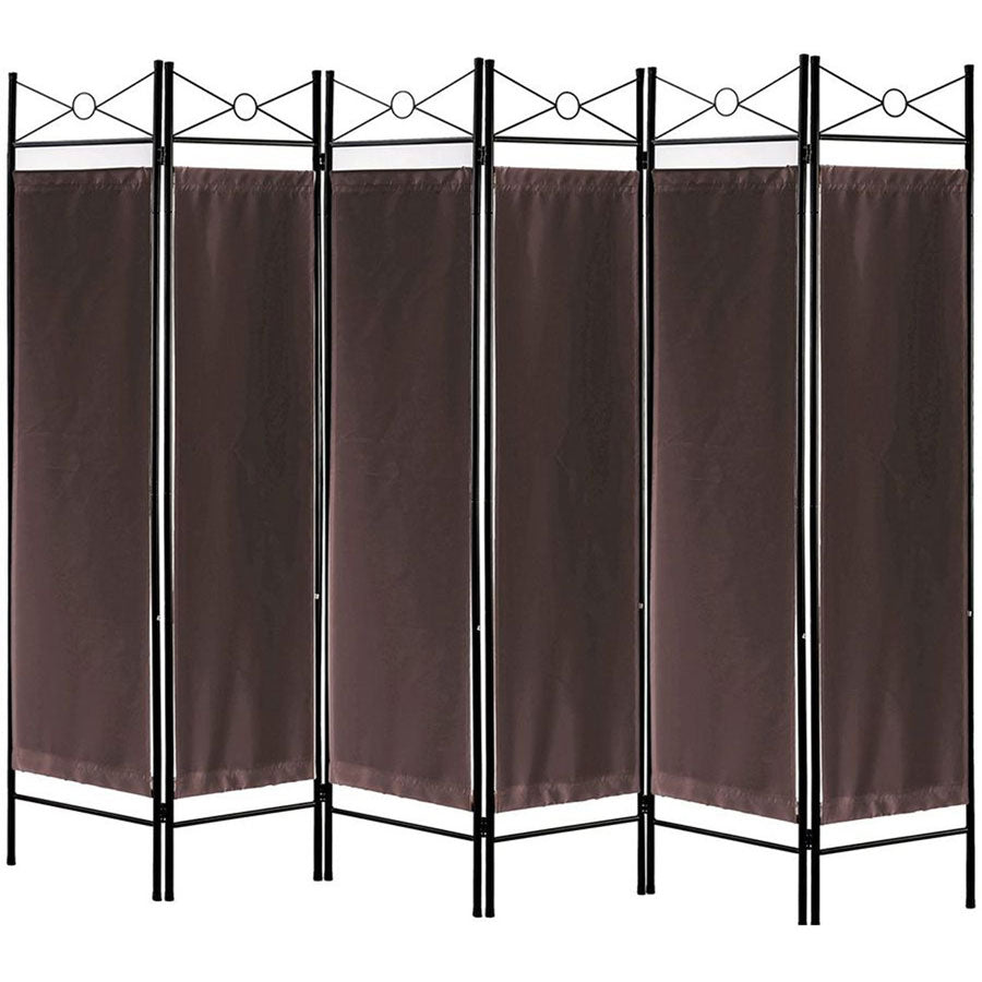 Metal Room Divider Privacy Screen with Removable Fabric Brown Color