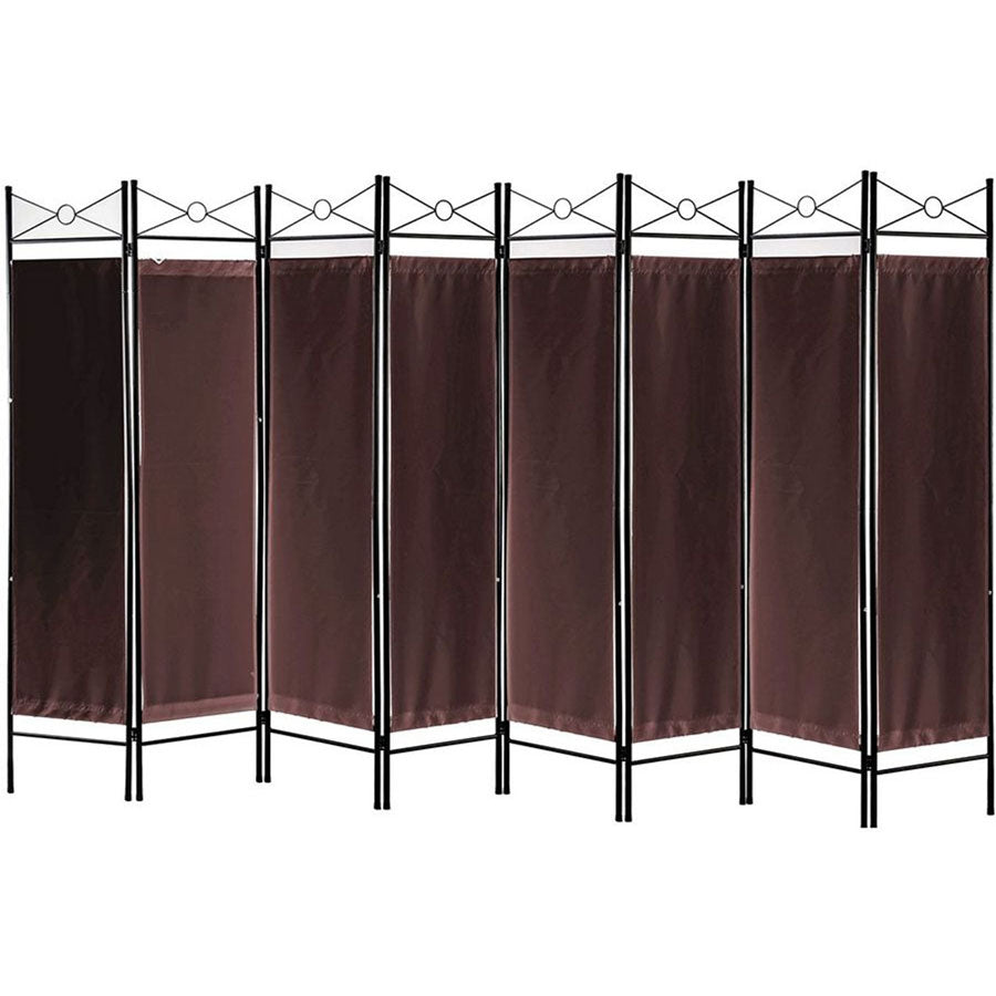 Metal Room Divider Privacy Screen with Removable Fabric Brown Color
