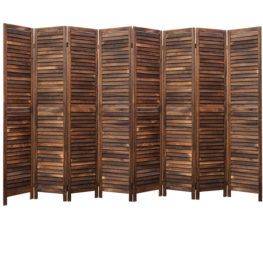 Privacy Screen Room Divider Full Length Wood Shutters Brown