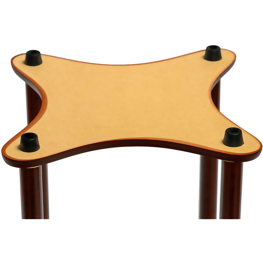Marble Square Plant / Telephone / Vase Stand, Cherry Wood, Gold Accents