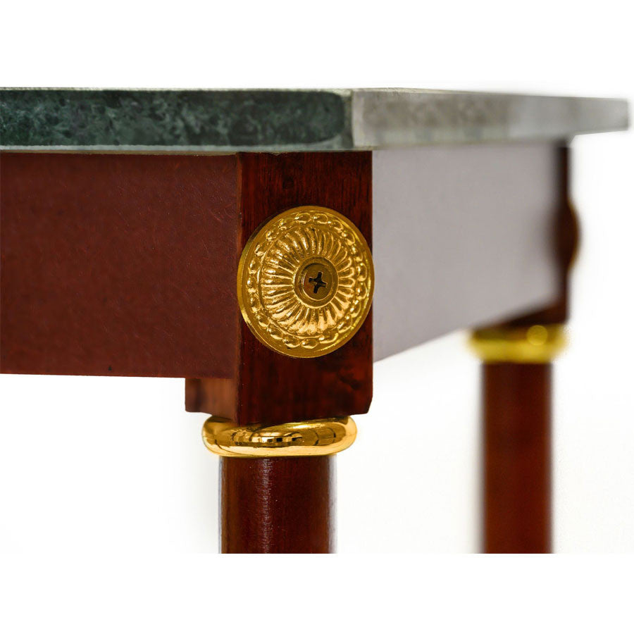 Marble Square Plant / Telephone / Vase Stand, Cherry Wood, Gold Accents