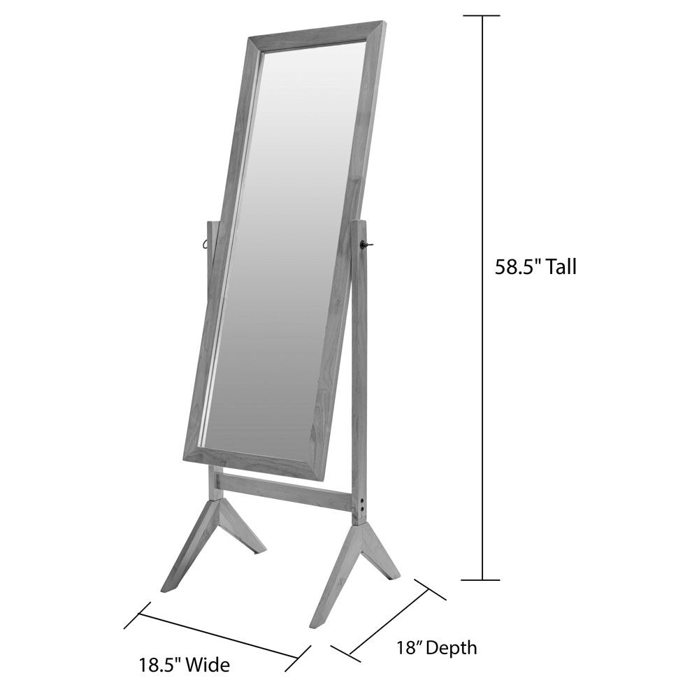 Wood Rectangular Cheval Floor Mirror, Free Standing Mirror