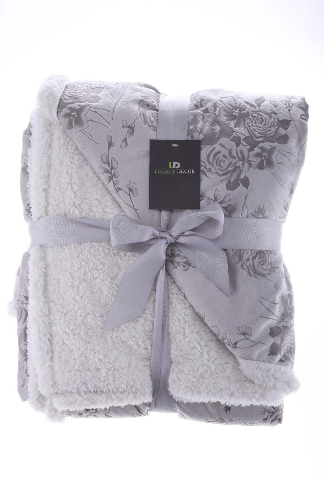 Sherpa and Micro Fur Floral Embossed Throw Blanket 6 Colors