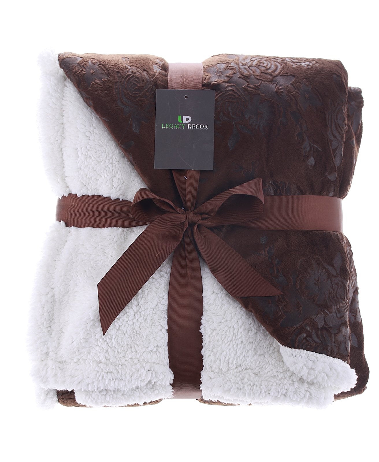 Sherpa and Micro Fur Floral Embossed Throw Blanket 6 Colors