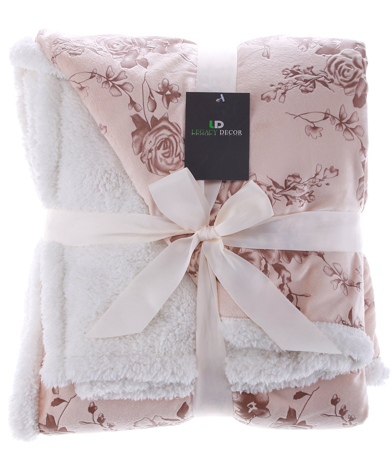 Sherpa and Micro Fur Floral Embossed Throw Blanket 6 Colors