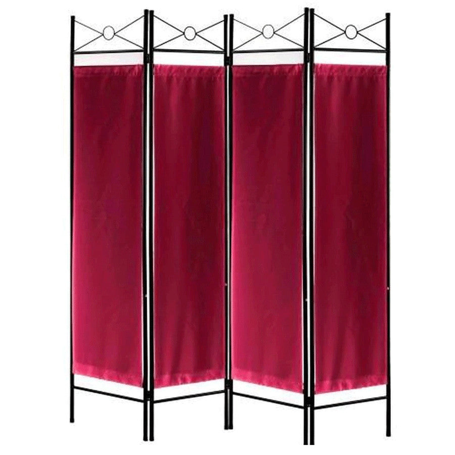 Metal Room Divider Privacy Screen with Removable Fabric Red Color 4 6 or 8 Panels
