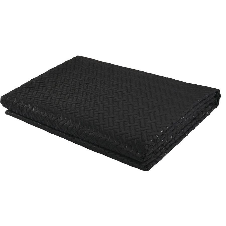3 PC Squared Stitched Pinsonic Reversible Oversized Bedspread Black Color
