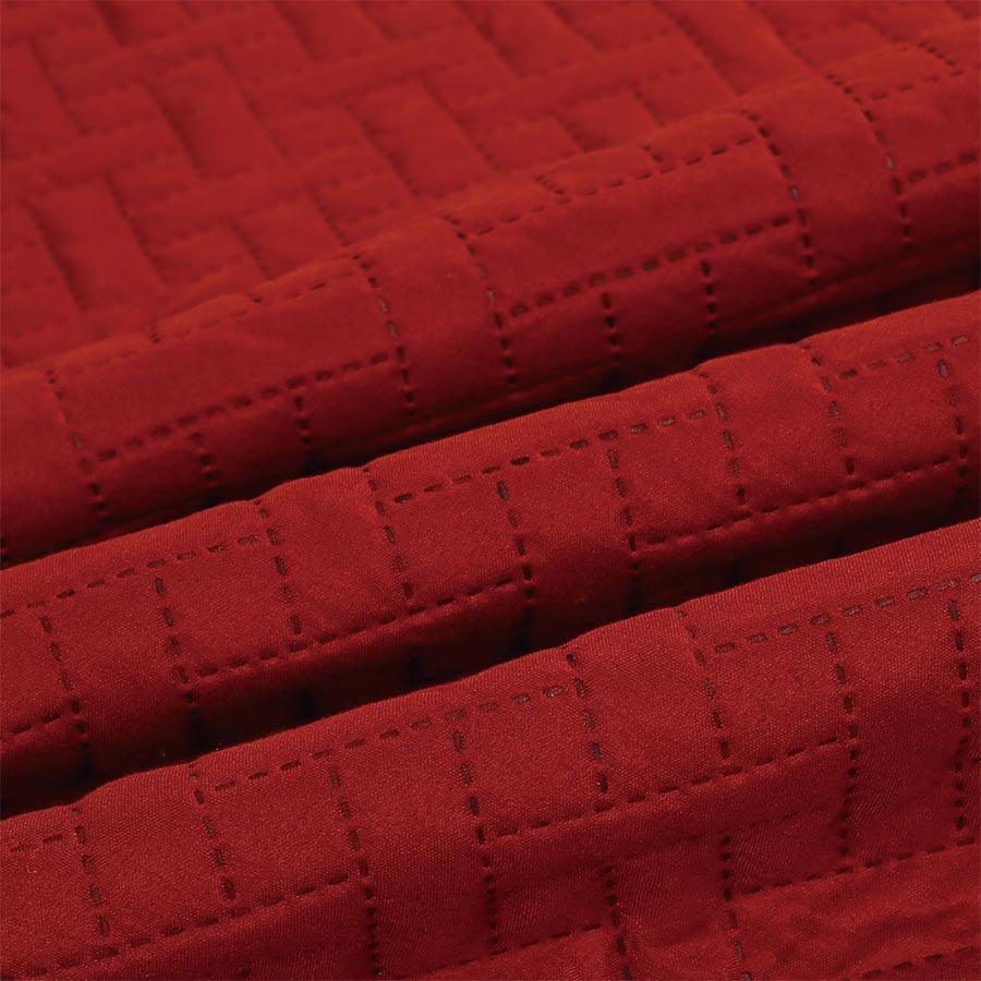 3 PC Squared Stitched Pinsonic Reversible Oversized Bedspread Brick Color