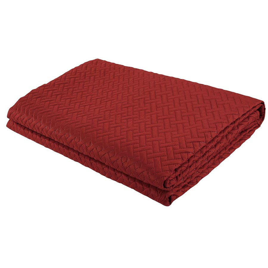 3 PC Squared Stitched Pinsonic Reversible Oversized Bedspread Brick Color