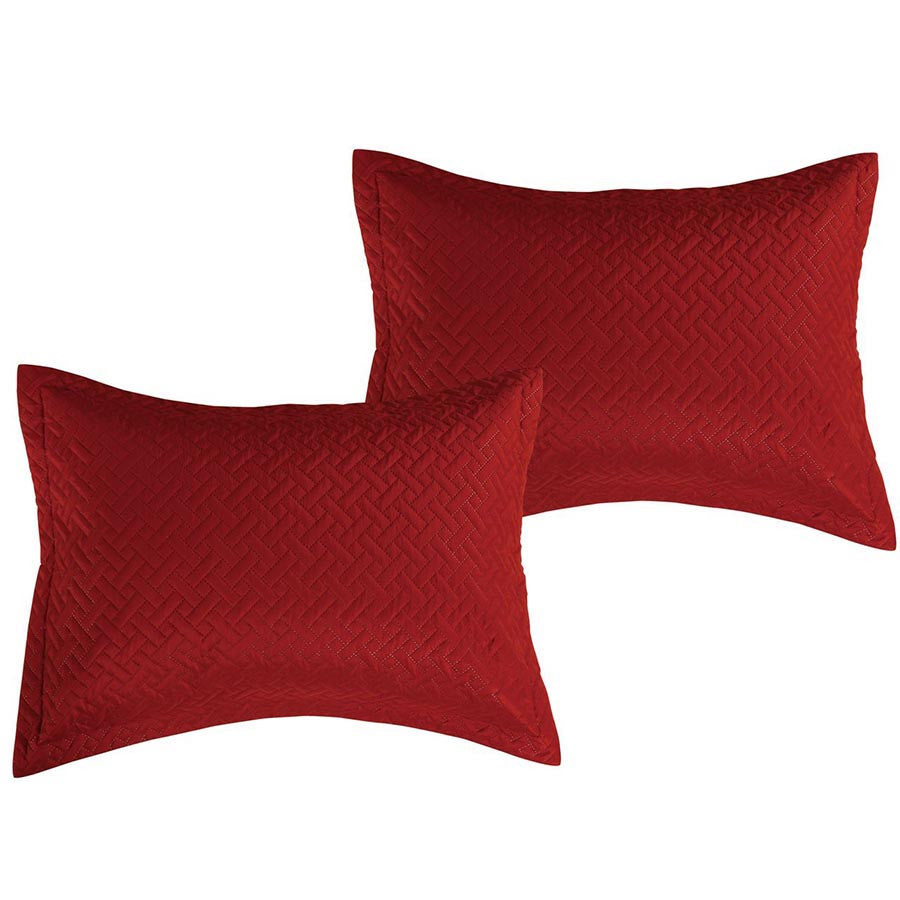 3 PC Squared Stitched Pinsonic Reversible Oversized Bedspread Brick Color