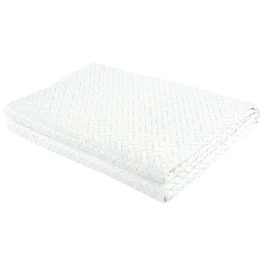 3 PCS Squared Stitched Pinsonic Reversible Oversized Bedspread White Color