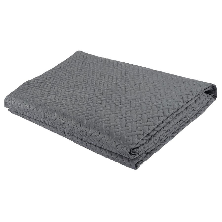 3 PC Squared Stitched Pinsonic Reversible Oversized Bedspread Grey