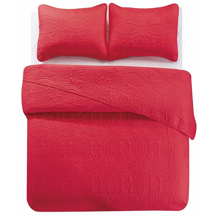 3 pcs Oversized Bedspread Coverlet Set Paradise Pink Color