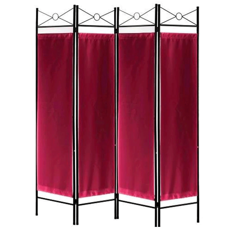 Metal Room Divider Privacy Screen with Removable Fabric Red Color 4 6 or 8 Panels