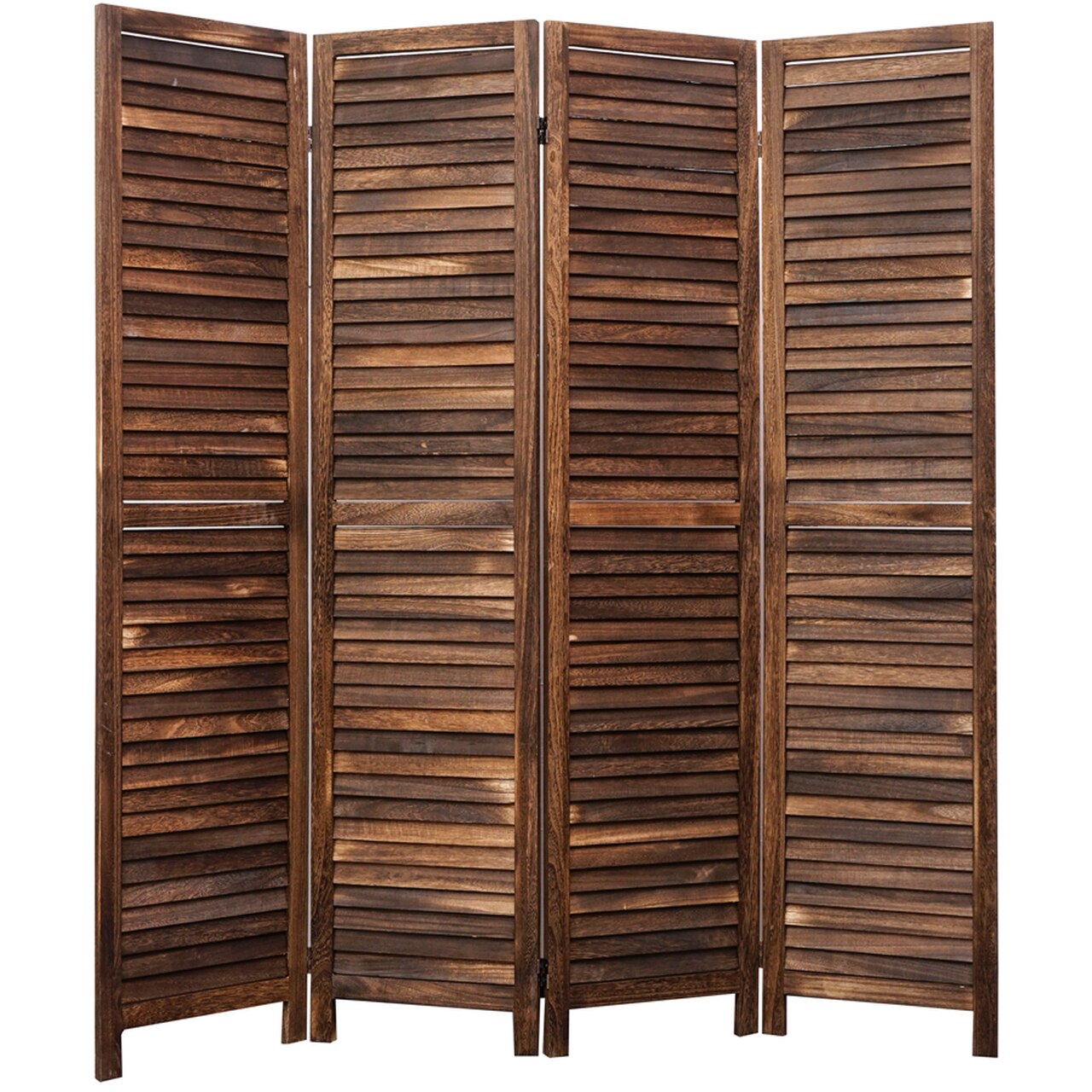 Privacy Screen Room Divider Full Length Wood Shutters Brown