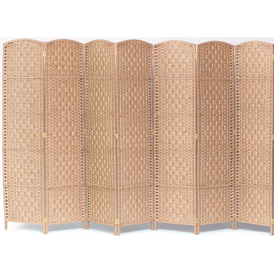 7 Panel Room Divider, Privacy Partition Screen Bamboo Woven Panel