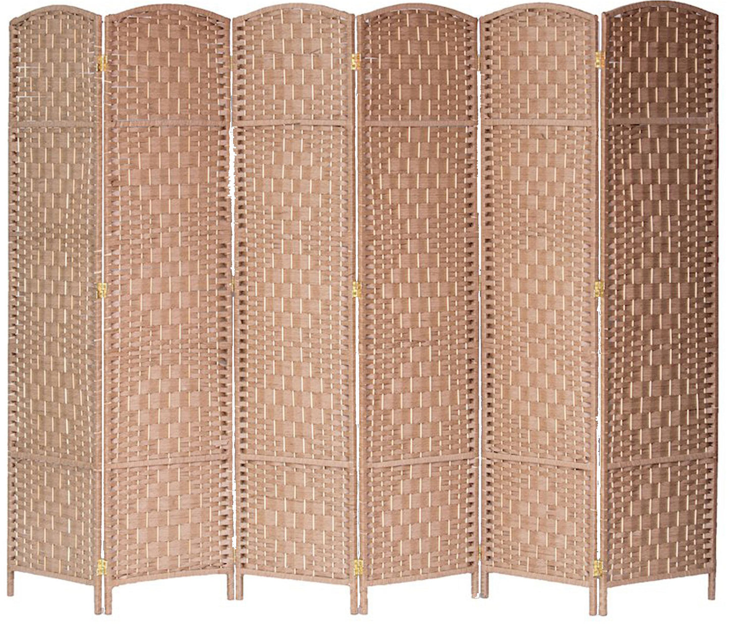 6 Panel Room Divider Privacy Screen Diamond Weave Fiber