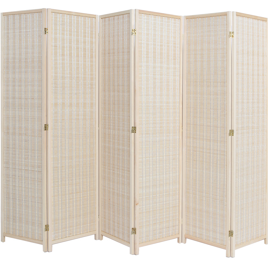 6 Panels Room Divider Screen Bamboo Woven Insert 6ft Tall