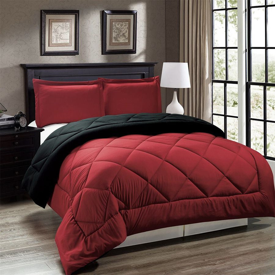 3pc Down Alternative Reversible Comforter Set in Red