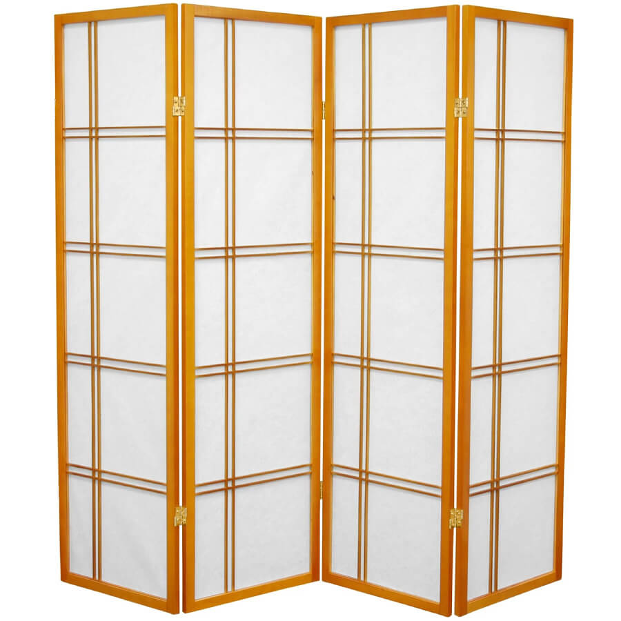 Room Divider Privacy Screen Lattice Design Natural Finish