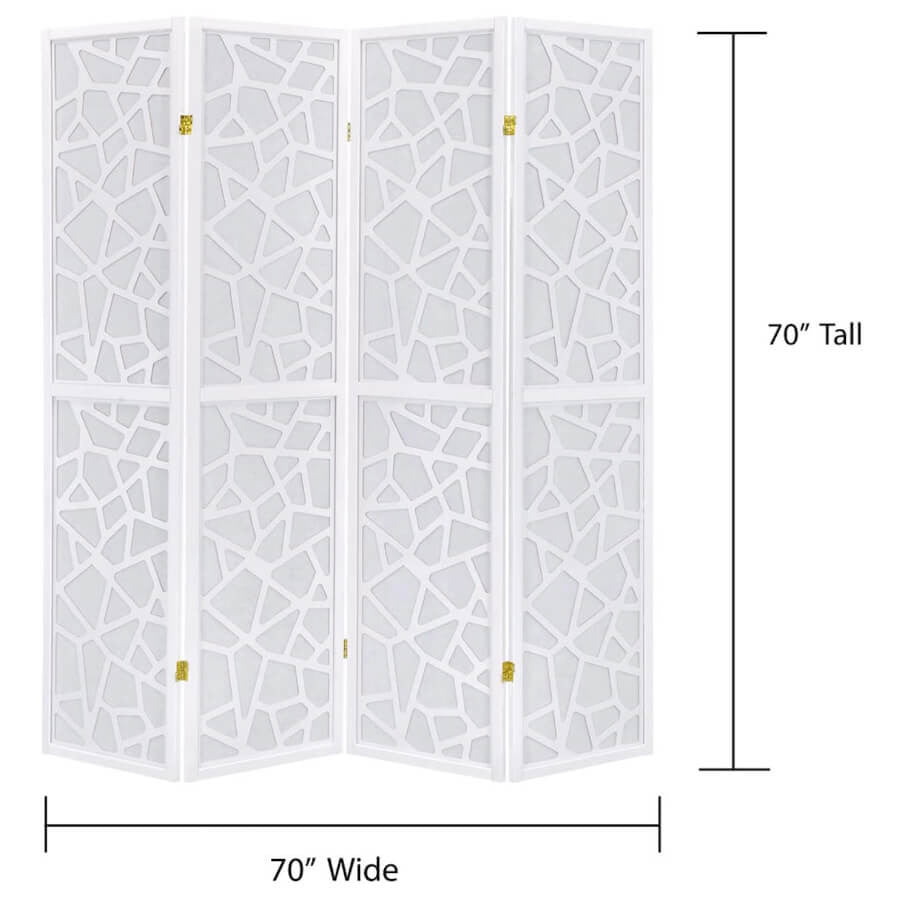 Room Divider Privacy Screen Panel with Mosaic Cuts White Color