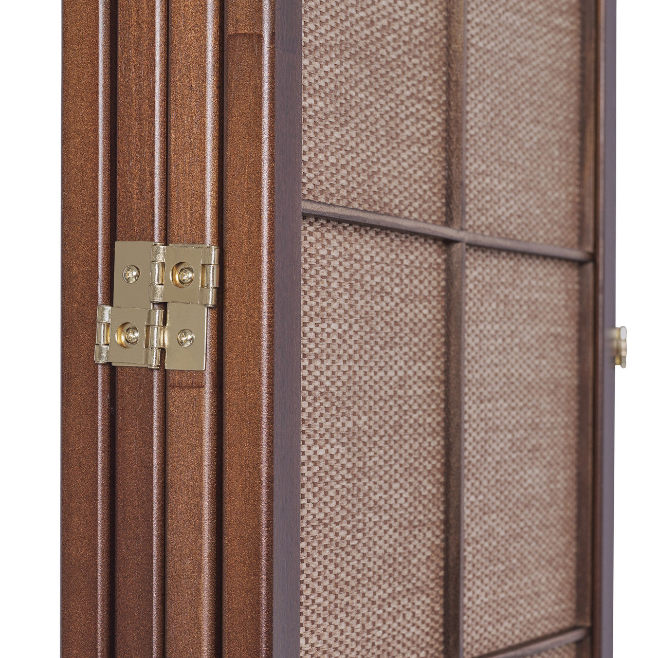Privacy Screen Room Divider Rattan Insert Dark Walnut