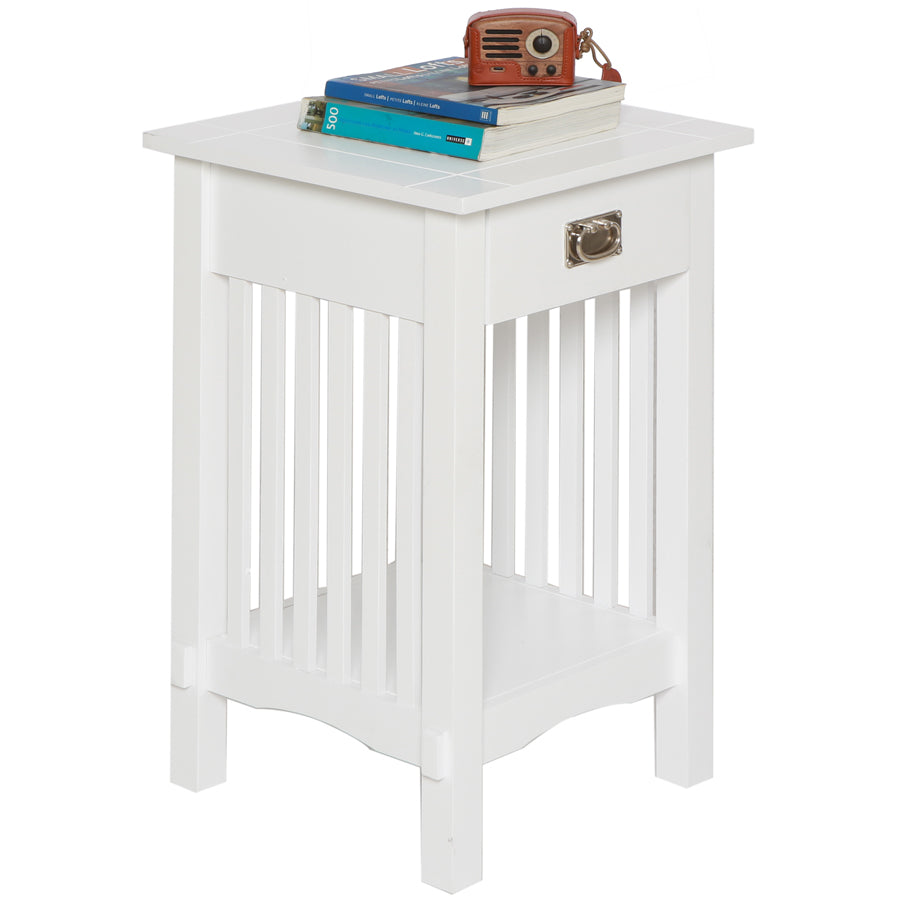 Mission Style Telephone Stand End Table With Drawer