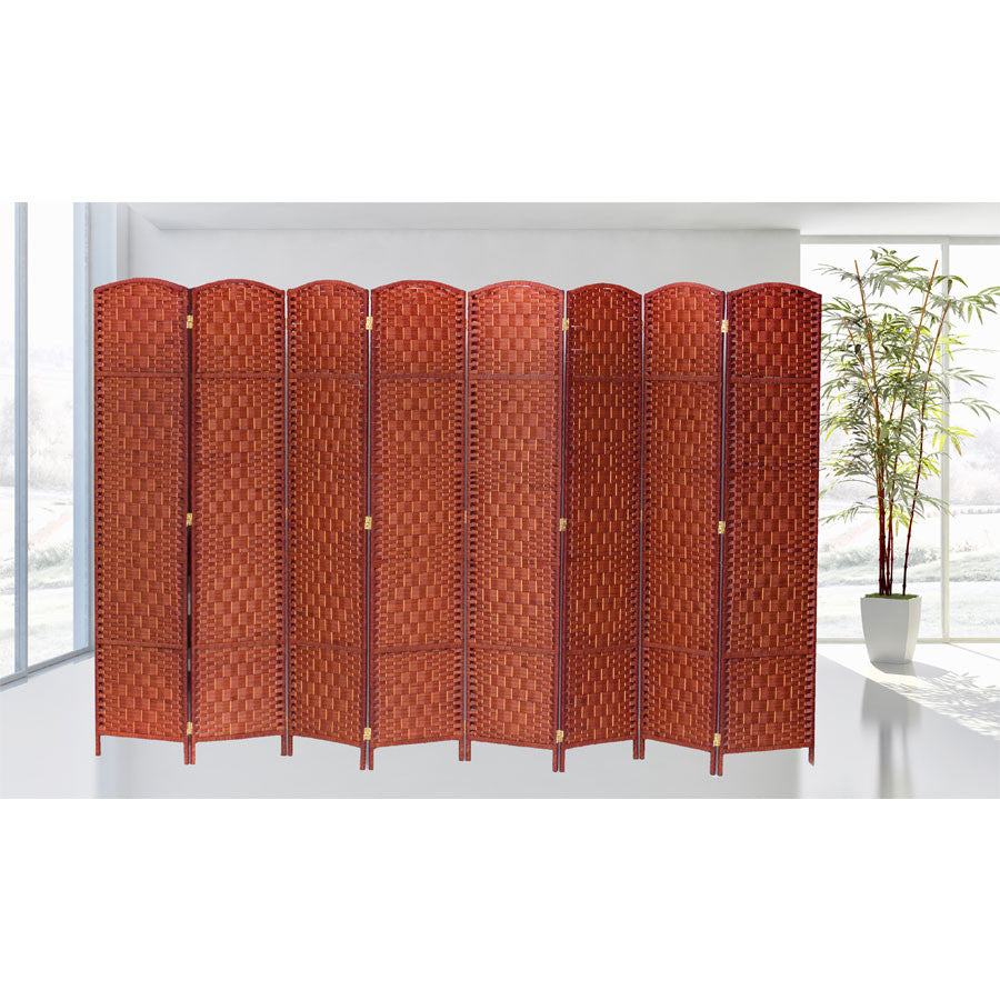 8 Panel Room Divider Privacy Screen Diamond Weave Bamboo Fiber