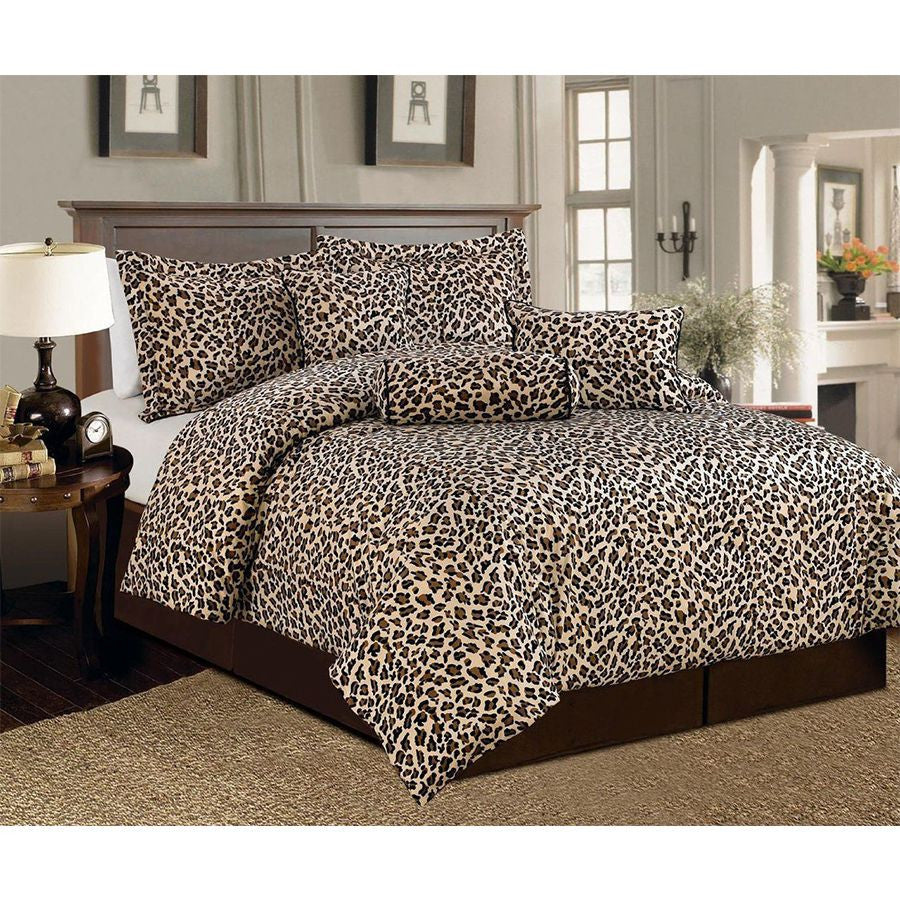 Leopard Print Faux Fur Comforter Bedding Set