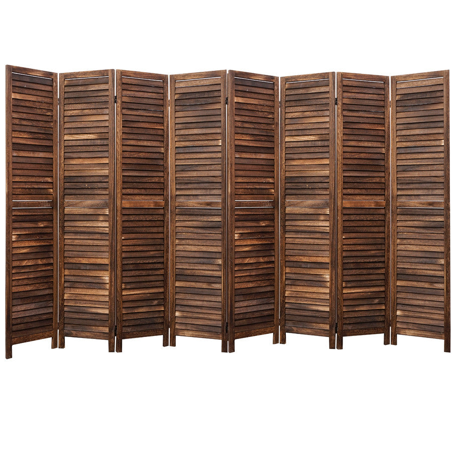 Privacy Screen Room Divider Full Length Wood Shutters Brown