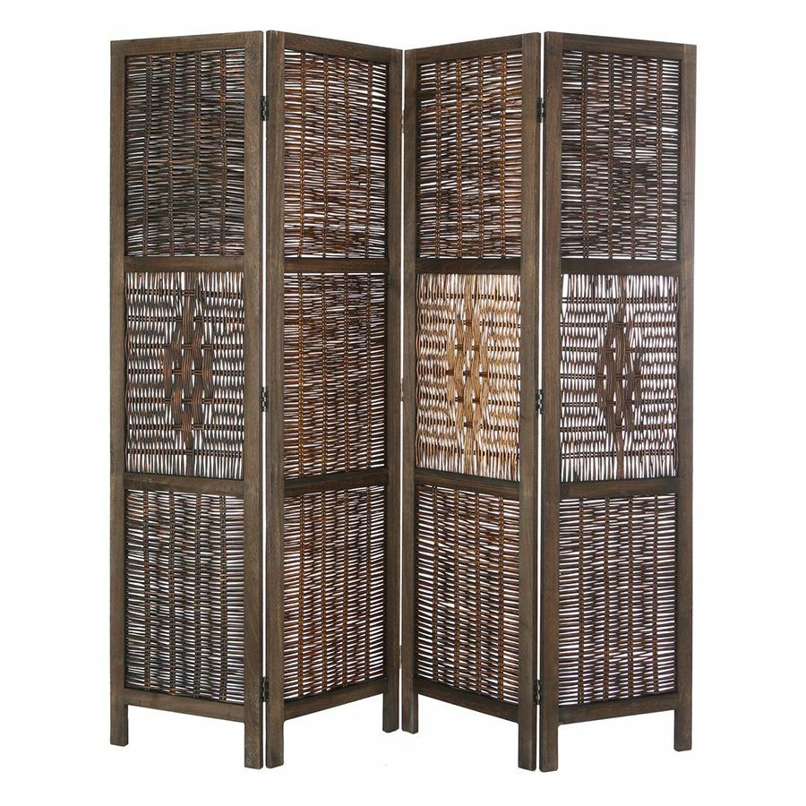 4 Panel Room Divider Wicker White or Brown Color