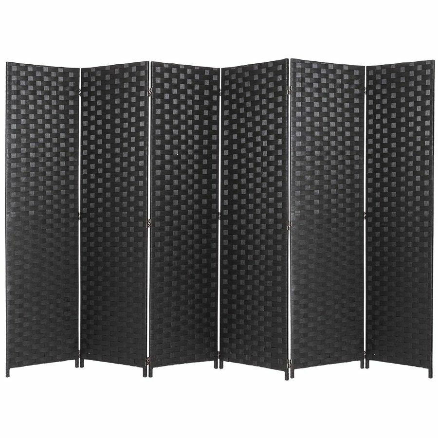 Room Divider 6 Panel Weave Design Fiber Ivory, Black, Brown, or Beige Color