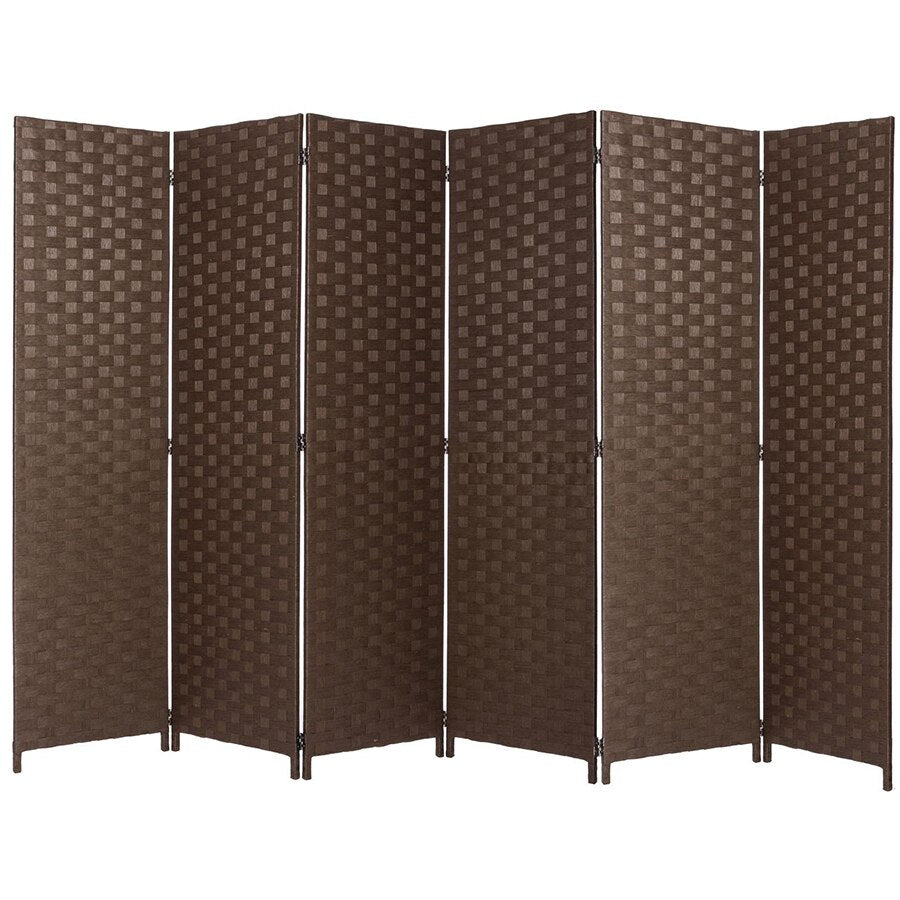 Room Divider 6 Panel Weave Design Fiber Ivory, Black, Brown, or Beige Color