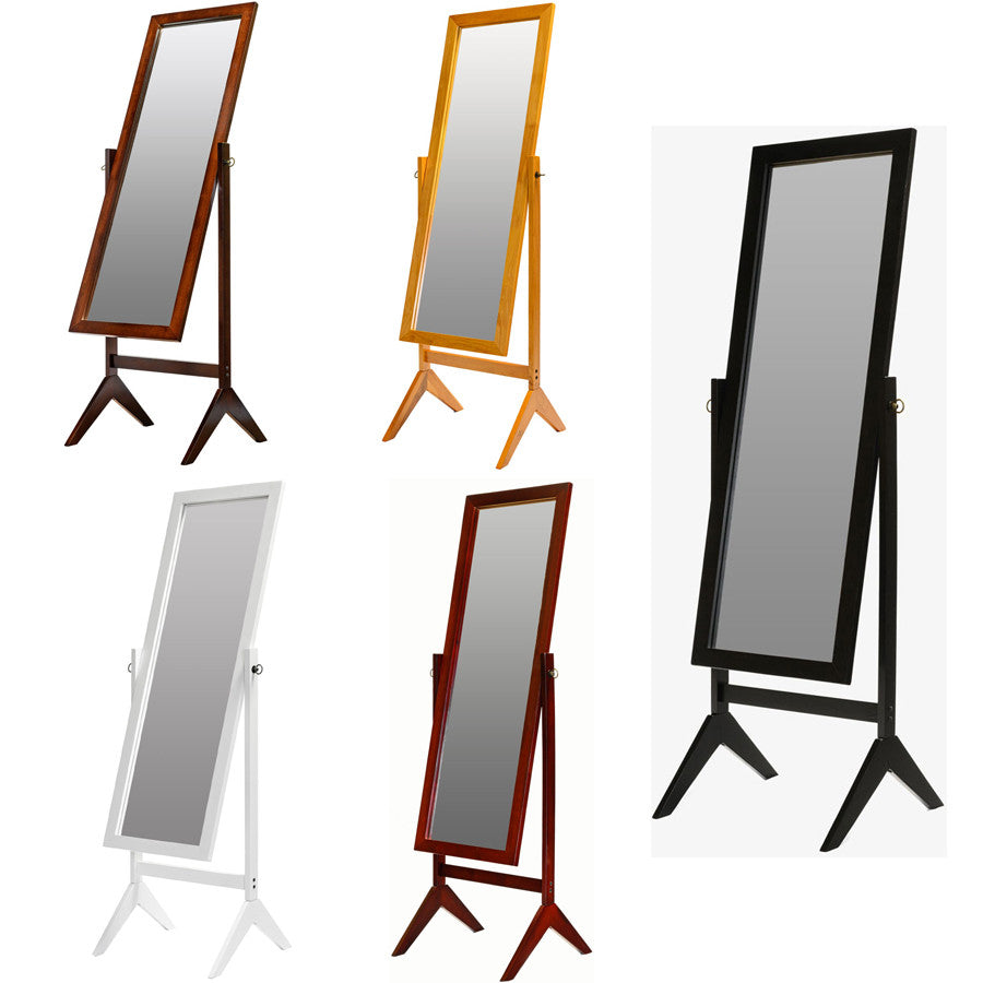 Wood Rectangular Cheval Floor Mirror, Free Standing Mirror