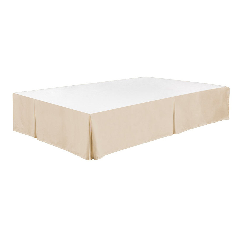 Beige Bed Skirt Dust Ruffle with Pleated Corners 100% Brushed Microfiber with 14” Drop in USA, California, New York, New York City, Los Angeles, San Francisco, Pennsylvania, Washington DC, Virginia, Maryland