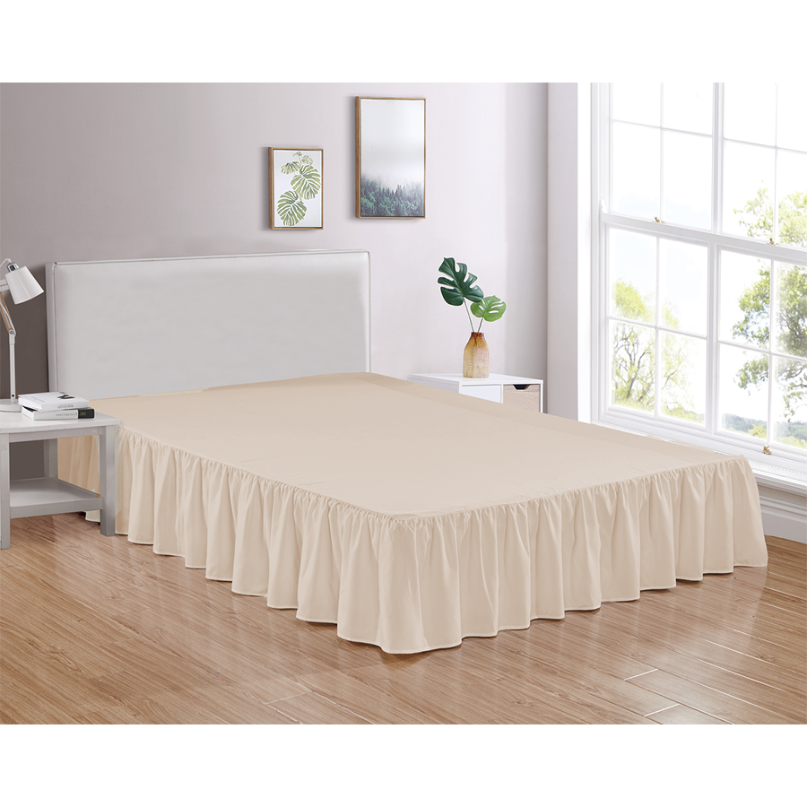 Beige Bed Skirt Soft Dust Ruffle 100% Brushed Microfiber with 14” Drop in USA, California, New York, New York City, Los Angeles, San Francisco, Pennsylvania, Washington DC, Virginia, Maryland