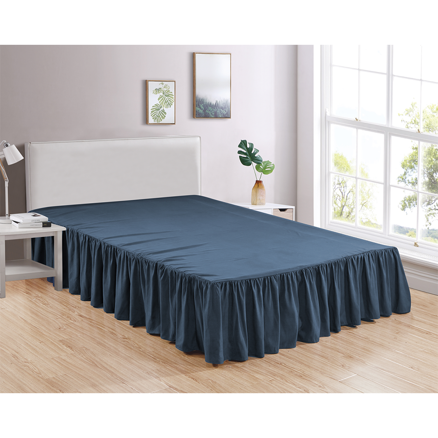 Navy Bed Skirt Soft Dust Ruffle 100% Brushed Microfiber with 14” Drop in USA, California, New York, New York City, Los Angeles, San Francisco, Pennsylvania, Washington DC, Virginia, Maryland