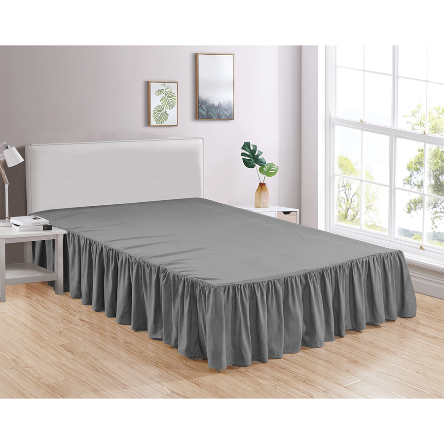Grey Bed Skirt Soft Dust Ruffle 100% Brushed Microfiber with 14” Drop in USA, California, New York, New York City, Los Angeles, San Francisco, Pennsylvania, Washington DC, Virginia, Maryland